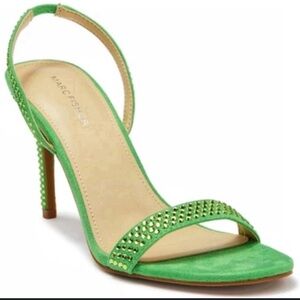 Marc Fisher Betila Green Slingback Rhinestone Embellished High Heels Sandals 6